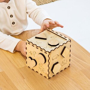 Wooden Shape Sorter Cube, Learning Box, Montessori Eco Coloring Toy, Stscking Game - GoodPlay