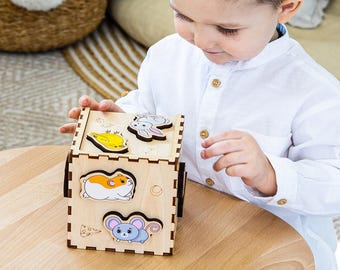 Wooden Sorter Cube: Montessori Preschool Toy with Pets , Stacking Play | GoodPlay