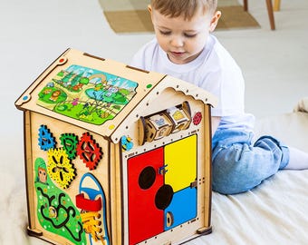 Montessori Busy House: Large Wooden Activity Playhouse, First Birthday Gift for Toddler by GoodPlay