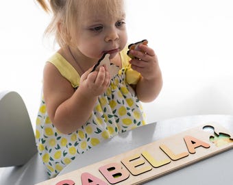 Custom Wooden Name Puzzle, Farm Animals, Personalized Baby Shower Gift