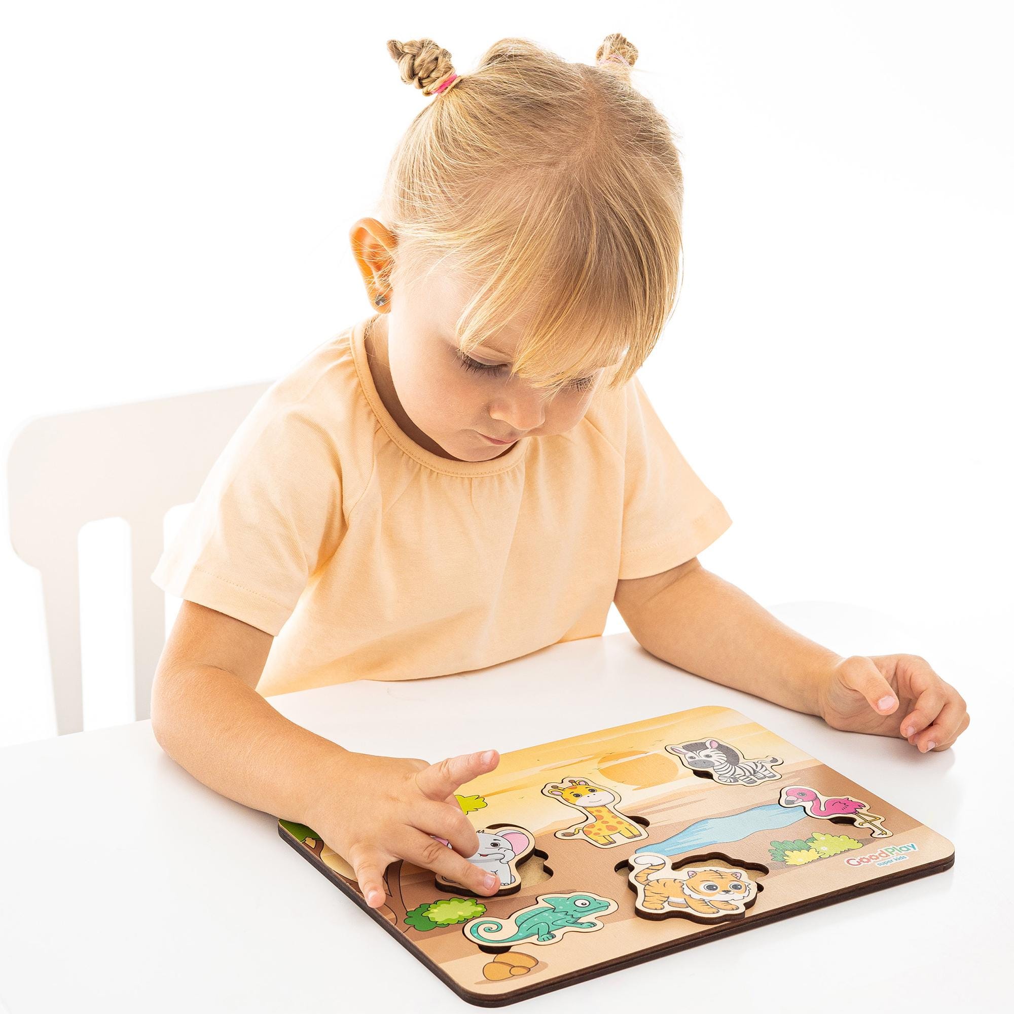 Montessori Jungle Animals Puzzle Board – Wooden Sensory Toy - Savannah ...
