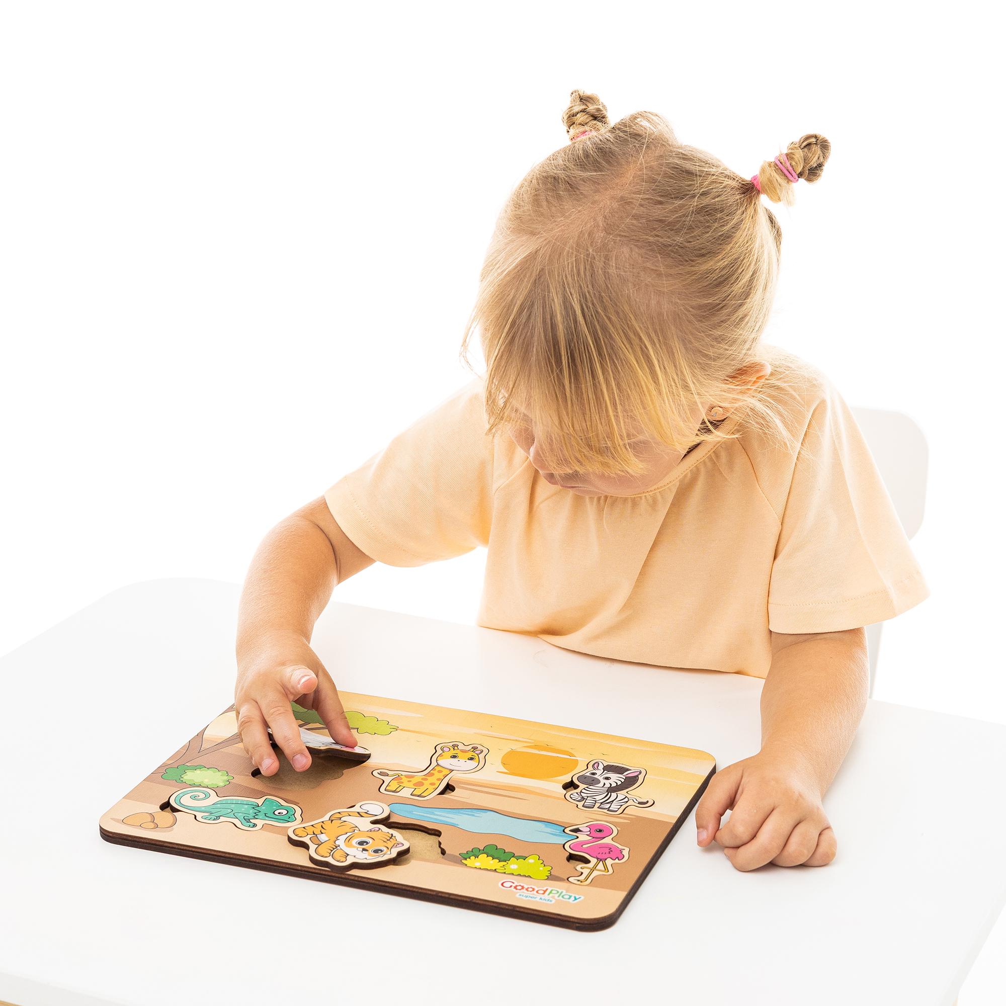 Montessori Jungle Animals Puzzle Board – Wooden Sensory Toy - Savannah ...