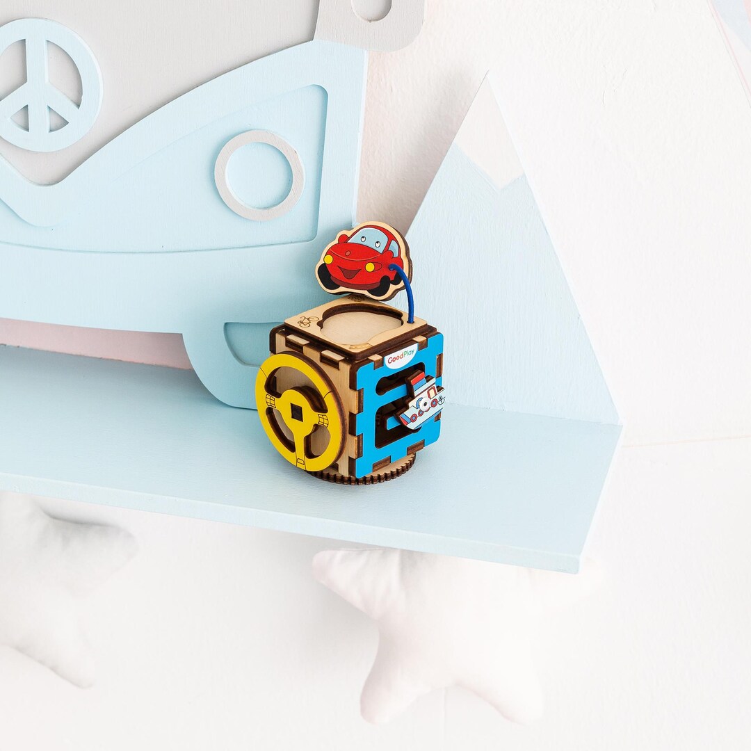 Montessori Busy Cube: Wooden Activity Toy for Fine Motor Skills, Fidget ...