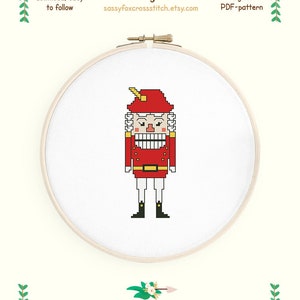 Nutcracker cross stitch pattern. Merry Christmas cross stitch. December holiday chart. Instant download PDF #160