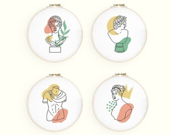 Greek Mythology Cross Stitch Pattern | Bundle of 4 Ancient Goddess Sculptures | PDF Instant Download
