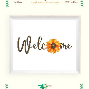 Welcome cross stitch pattern, Home sweet home quote, Instant download PDF #076