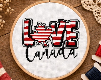 Padrão de ponto cruz "Amo o Canadá" | Presente para o Dia do Canadá | Download em PDF
