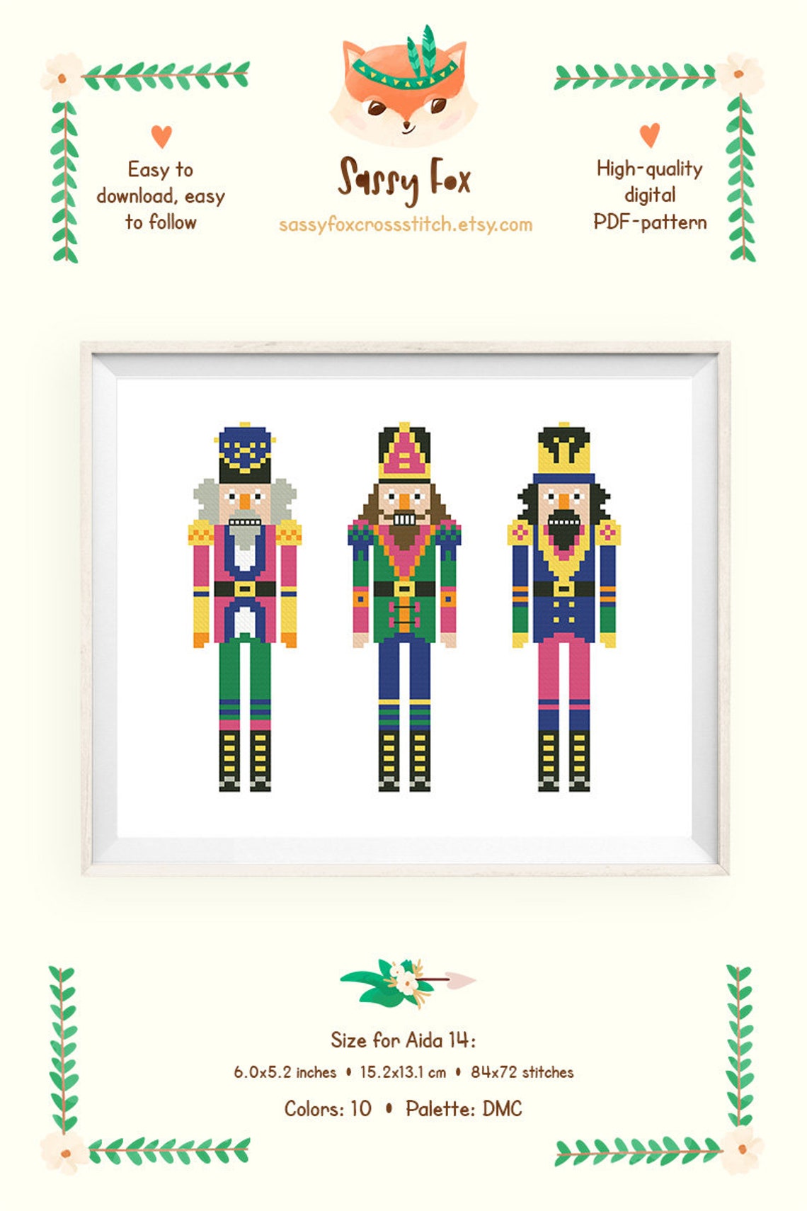 Nutcracker Cross Stitch Pattern. Trio of Nutcrackers Cross Etsy