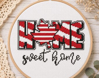 Padrão de Ponto Cruz Canadá | Citação "Lar Doce Lar" | Download instantâneo em PDF