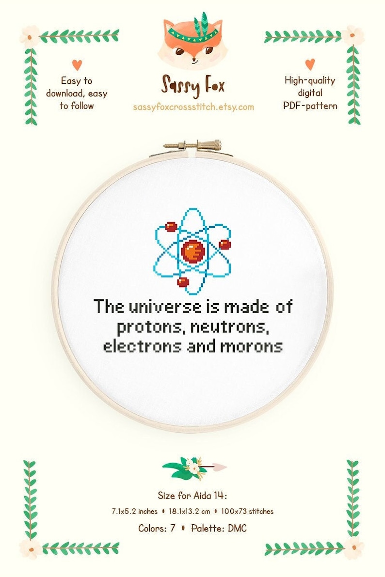 Funny science cross stitch pattern