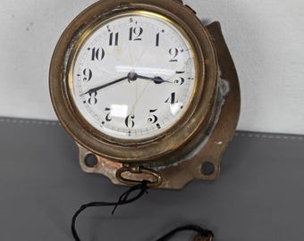 Reloj de barco antiguo de latón, náutico, marítimo, de mamparo, con llave, estilo steampunk.