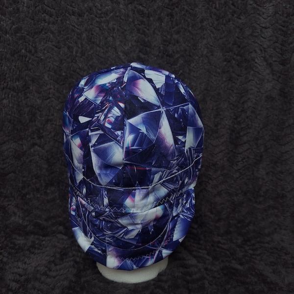 Helmet Liner Hat, Cotton Welding, Electrician, Pipefitter, or Construction Cap for Comfort, Purple/Blue Textile ~ Reversible