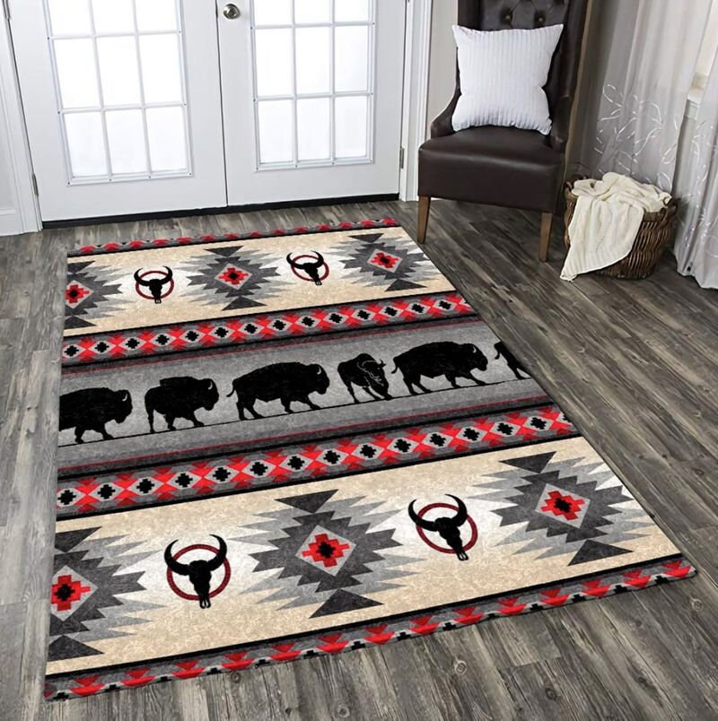 Bison Native American Rectangle Rug Etsy