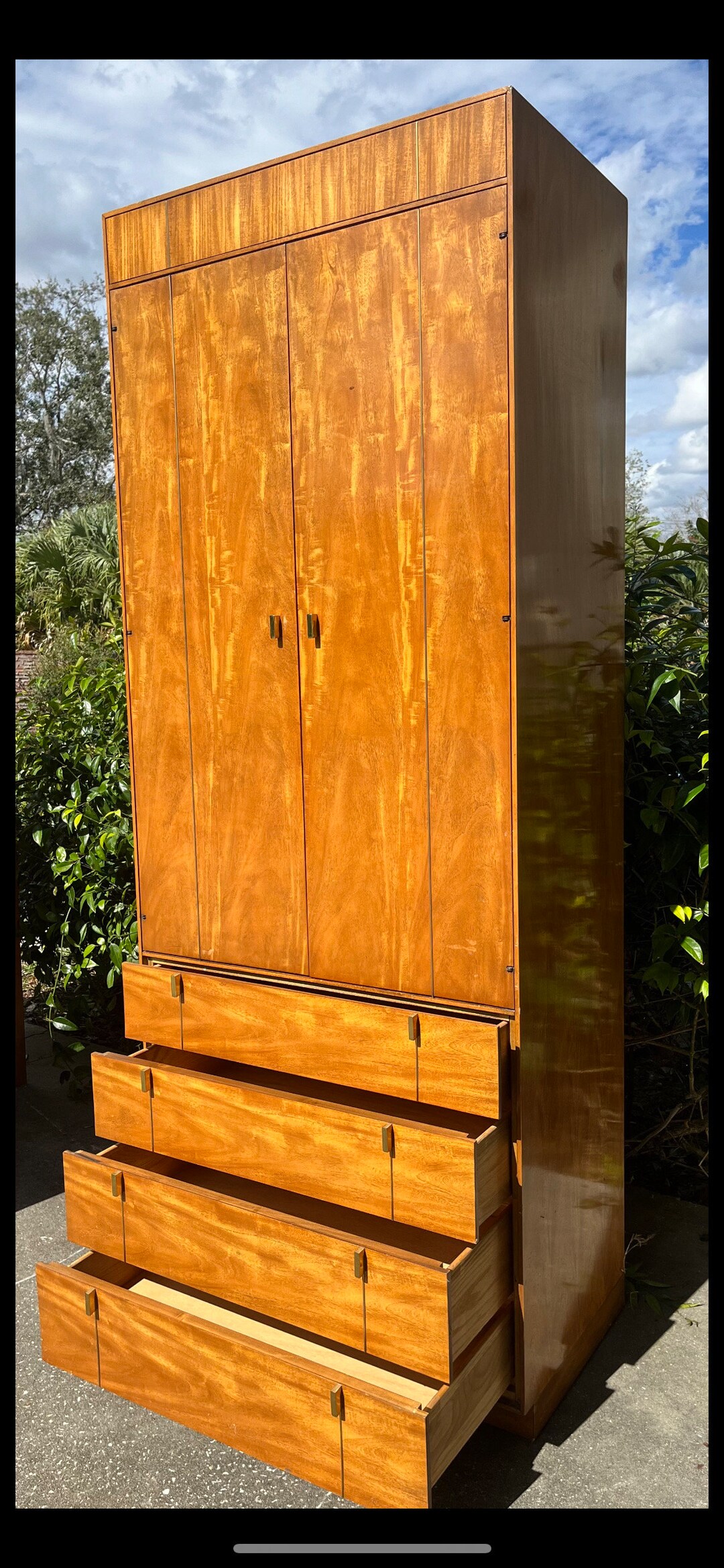 Beautiful Vintage Walnut Wood Armoire Furniture / Wardrobe/ Gentlemens ...