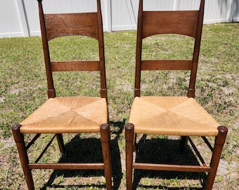 Vintage Pair of William Birch Style Chairs / Arts and Craft Chairs/ Oak side Chairs