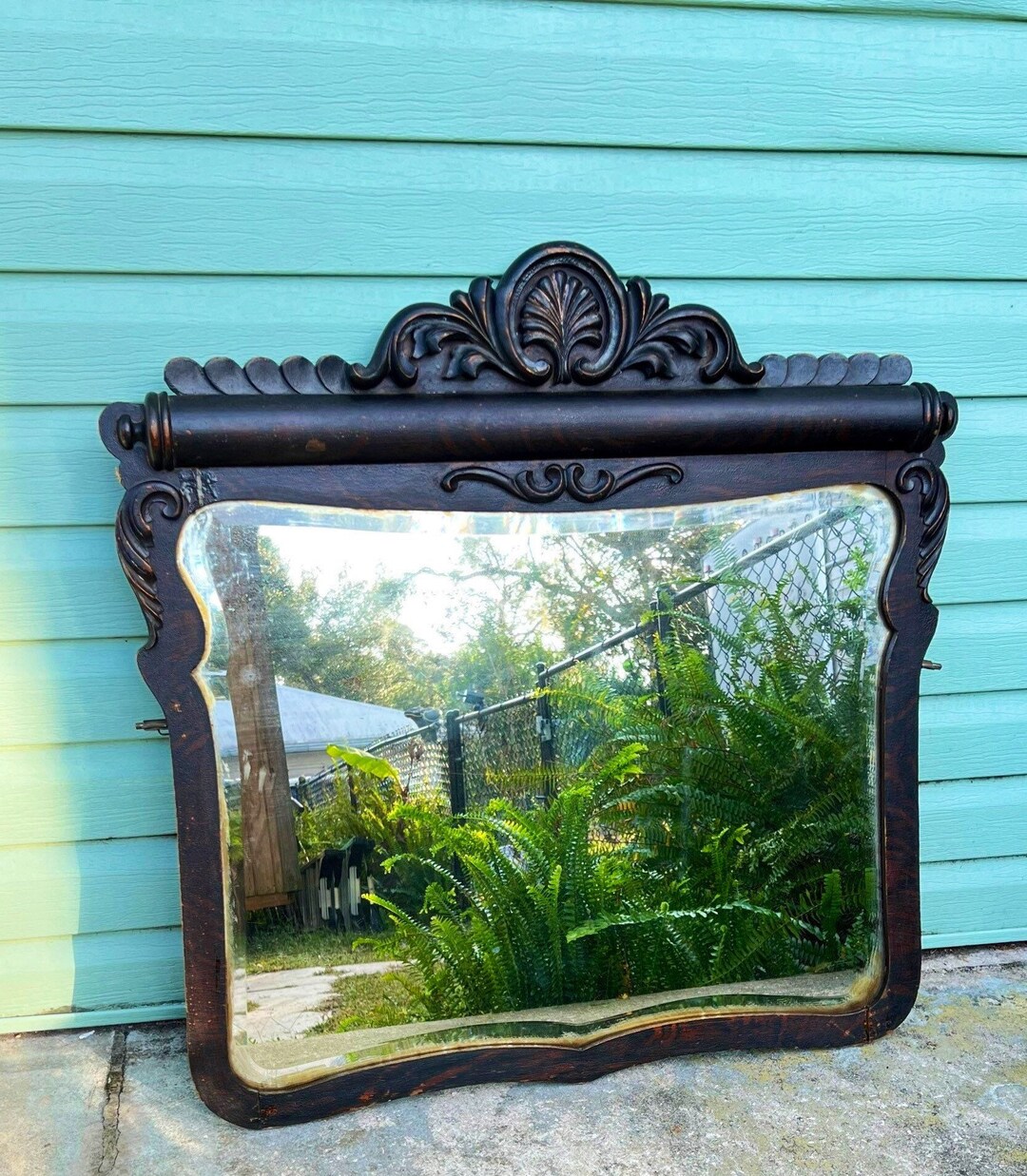 SOLD Outvintage Carved Dark Wood Mirror/ Glass Mirror/ Ornate Etsy