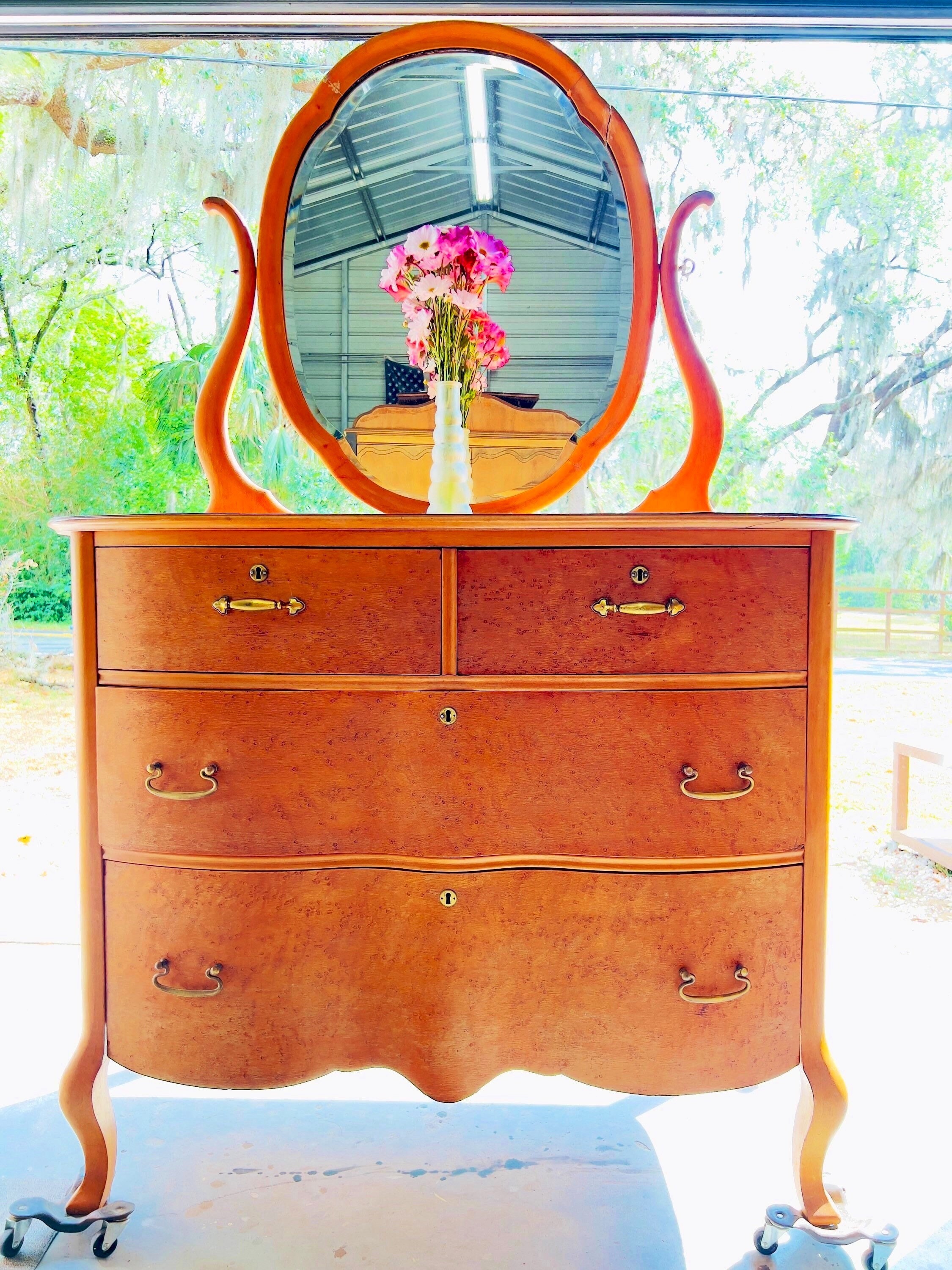 Vintage Birdseye Maple Dresser/ Oval Mirror/bedroom Dresser/ Etsy