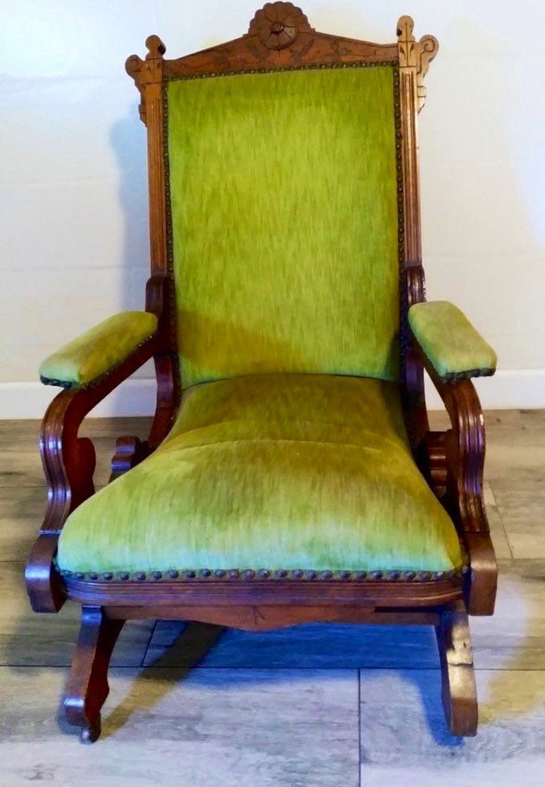 Antique Eastlake Victorian Hand Carved Walnut Platform Rocker Rocking ...
