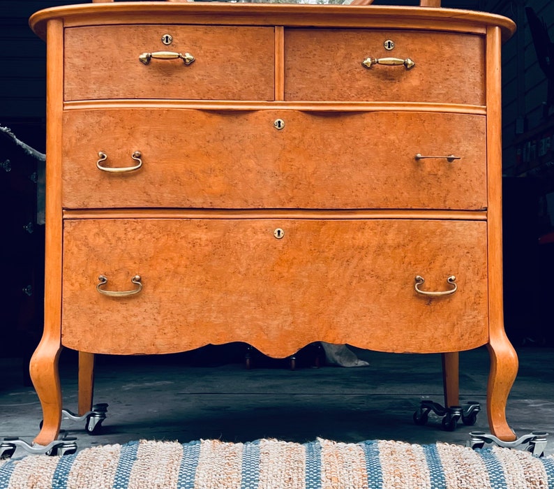 Vintage Birdseye Maple Dresser/ Oval Mirror/bedroom Dresser/ Etsy