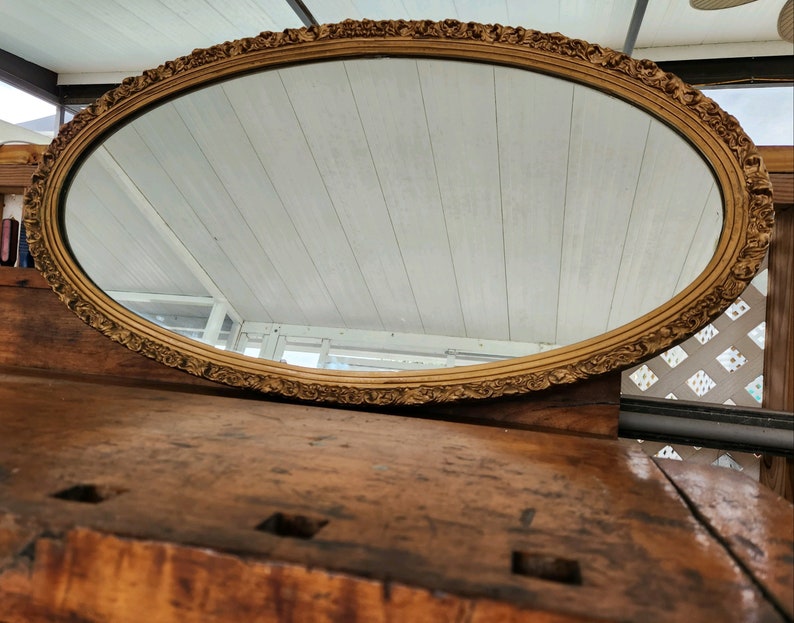 Large Vintage Ornate Oval mirror/ Mirror/ salon Mirror/ wall mirror image 5