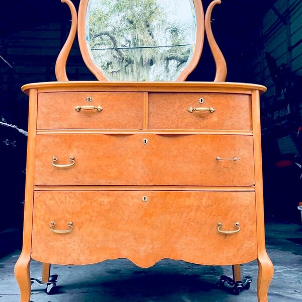 Antique Birdseye Maple Dresser Etsy