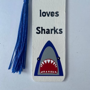 Shark Bookmark - Personalised Bookmark - Childrens Bookmark - Handmade Bookmark - Handmade Gifts