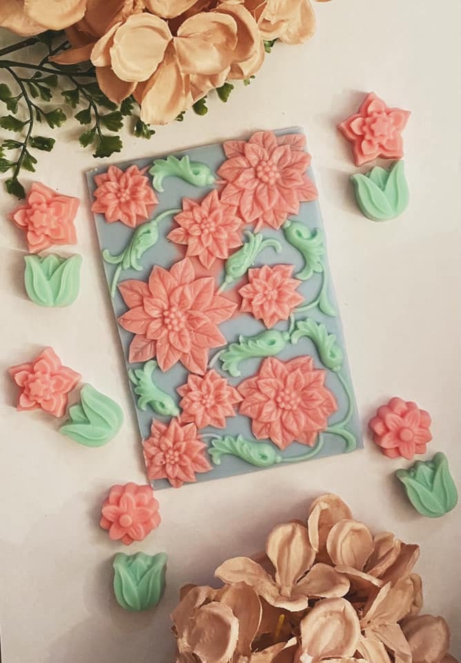 Floral Slab Wax Melt Mould Etsy