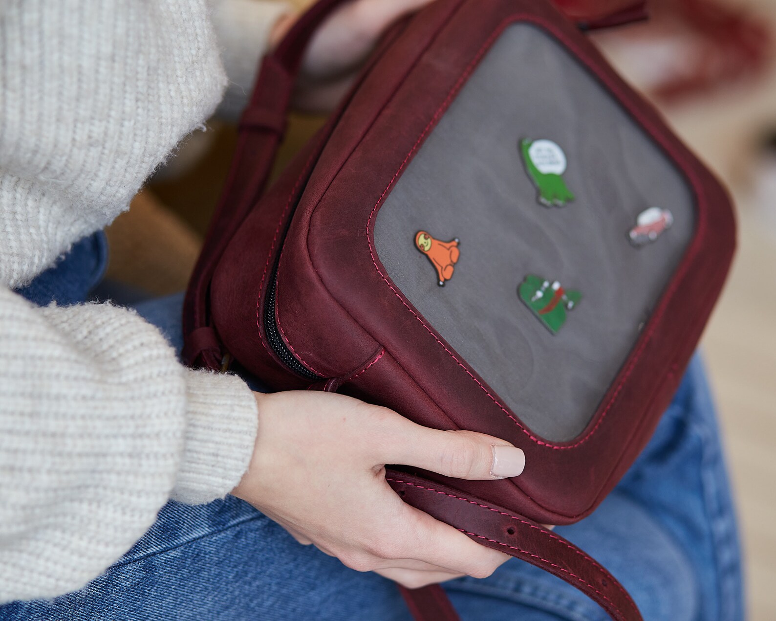 ITA Bag Crossbody Pin Bag Leather Ita Bag Anime Pins Pin Etsy