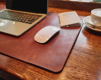 Full Grain Leather Desk Pad: Personalized Monogram, Custom Size