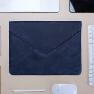 Blue Leather Case for reMarkable Paper Pro tablets. Vintage reMarkable 2 Sleeve. Custom Tablet Cover 11-16 inch. Gift for Husband or Dad