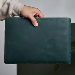 Green Leather iPad 11-13" Sleeve: Custom Fit, Personalized Tablet Case
