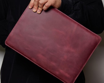 Leather MacBook 13-16 Sleeve: Handmade Laptop Cover, Felt MacBook Case