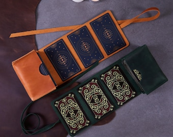 Personalized Leather Tarot Card Roll for Her: Deck Roll Box, Free Personalization