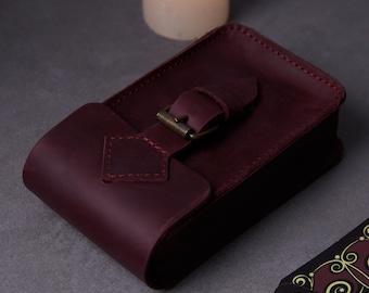 Handmade Leather Tarot Deck Case: Personalized Card Holder, Spiritual Accessories