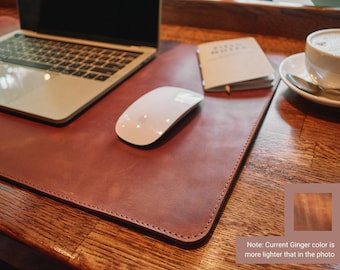 Leather Deskpad / Desk pad, Full grain Genuine Leather Desk Mat Large personalized mouse pad, Leather engraved deskpad