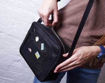 Schwarze ITA Ledertasche