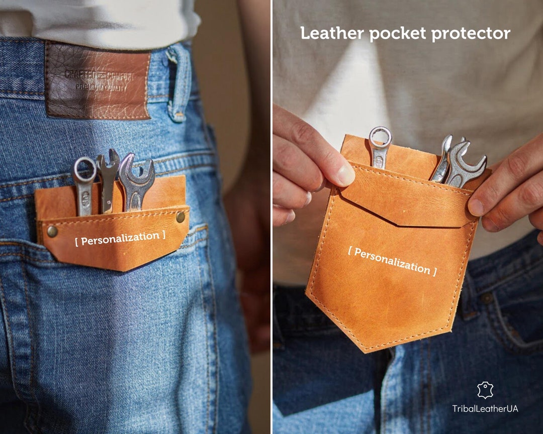 Personalized Leather Pocket Protector Small Fathers Day Gifts Etsy