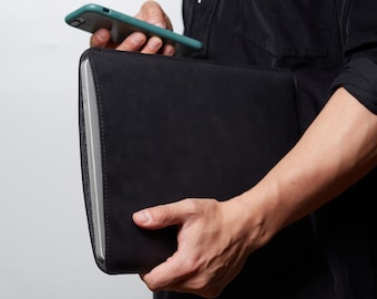 Handmade Leather MacBook Sleeve: Felt-Lined MacBook Air 15/Pro 14/16 Case