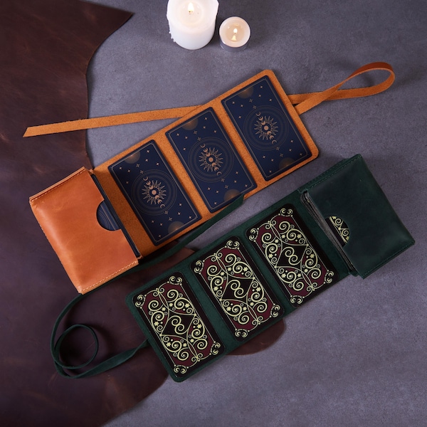 Personalized Leather Tarot Card Roll for Her: Deck Roll Box, Free Personalization