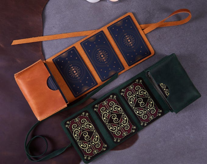 Personalized Leather Tarot Card Roll for Her: Deck Roll Box, Free Personalization