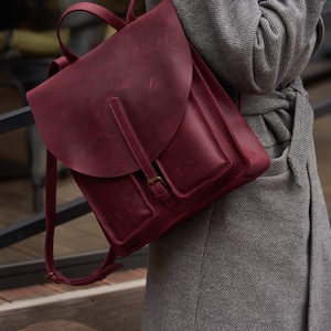 Handmade Leather Backpack – Minimalist City Rucksack, Personalized Gift