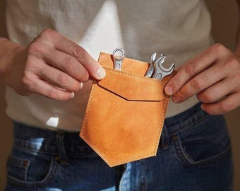 Protector de bolsillo de cuero: organizador de herramientas de piel de vaca - Regalo para mecánicos