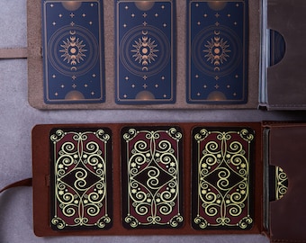 Personalized Tarot Leather Case for Her. Stylish Card Roll Holder for Your Tarot & Oracle Deck. Unique Spiritual Gift for Tarot Lovers