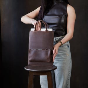 Leather iPad Sleeve with Handles: Felt-Lined Tablet Tote