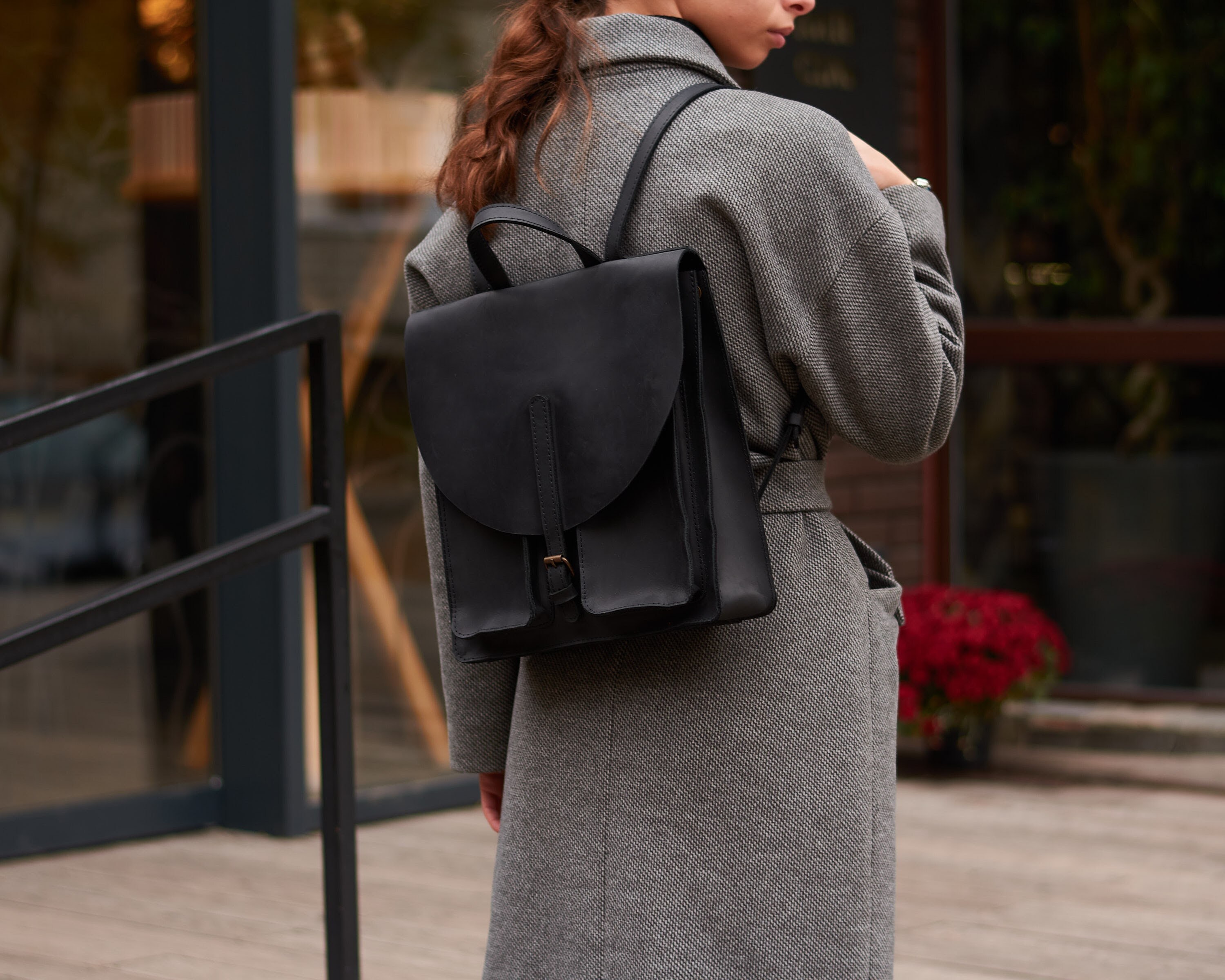 minimalist leather backpack