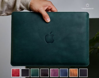 MacBook Pro / Air 13 "15" 16" Leder Laptophülle, Laptophülle aus Leder, personalisierte Laptophülle, Umschlaghülle, Geschenke mit Monogramm