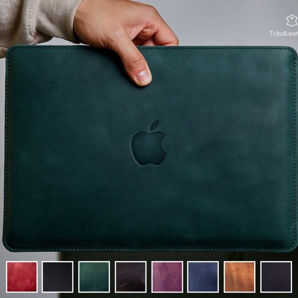 MacBook Pro / Air 13 "15" 16" Leder Laptophülle, Laptophülle aus Leder, personalisierte Laptophülle, Umschlaghülle, Geschenke mit Monogramm