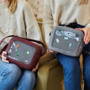 ITA bag crossbody,  pin bag, leather ita bag, anime pins, pin display with strap, shoulder classic small purse satchel, anime lover gift