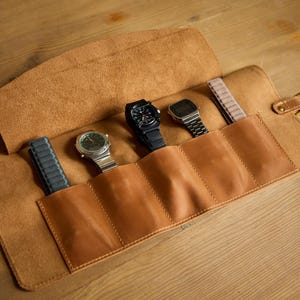 Leather Watch Case for 2 3 5 Watches, Personalized Watch Roll, Travel Watch Holder, Watch Organizer, Father's Day Gift
