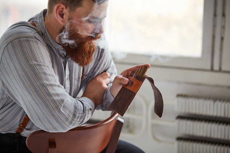 Étui à cigares en cuir personnalisé, porte-cigares, étui à cigarettes, boîte à cigares, accessoires pour fumeurs, cadeau pour homme image 8